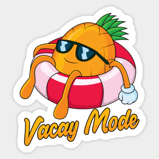 Vacay Mode Pineapple Cartoon Sticker